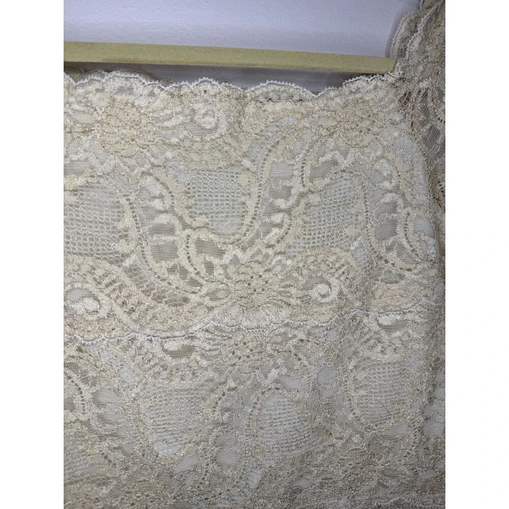 Vintage Kay Celine Lace Top 3/4 Sleeve Front Lined Sheer Back Ivory Sz M 90's - Picture 4 of 12